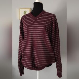 Sweater Men's Amazon Essentials Straps Color Burgundy And Gray Warm Size Large